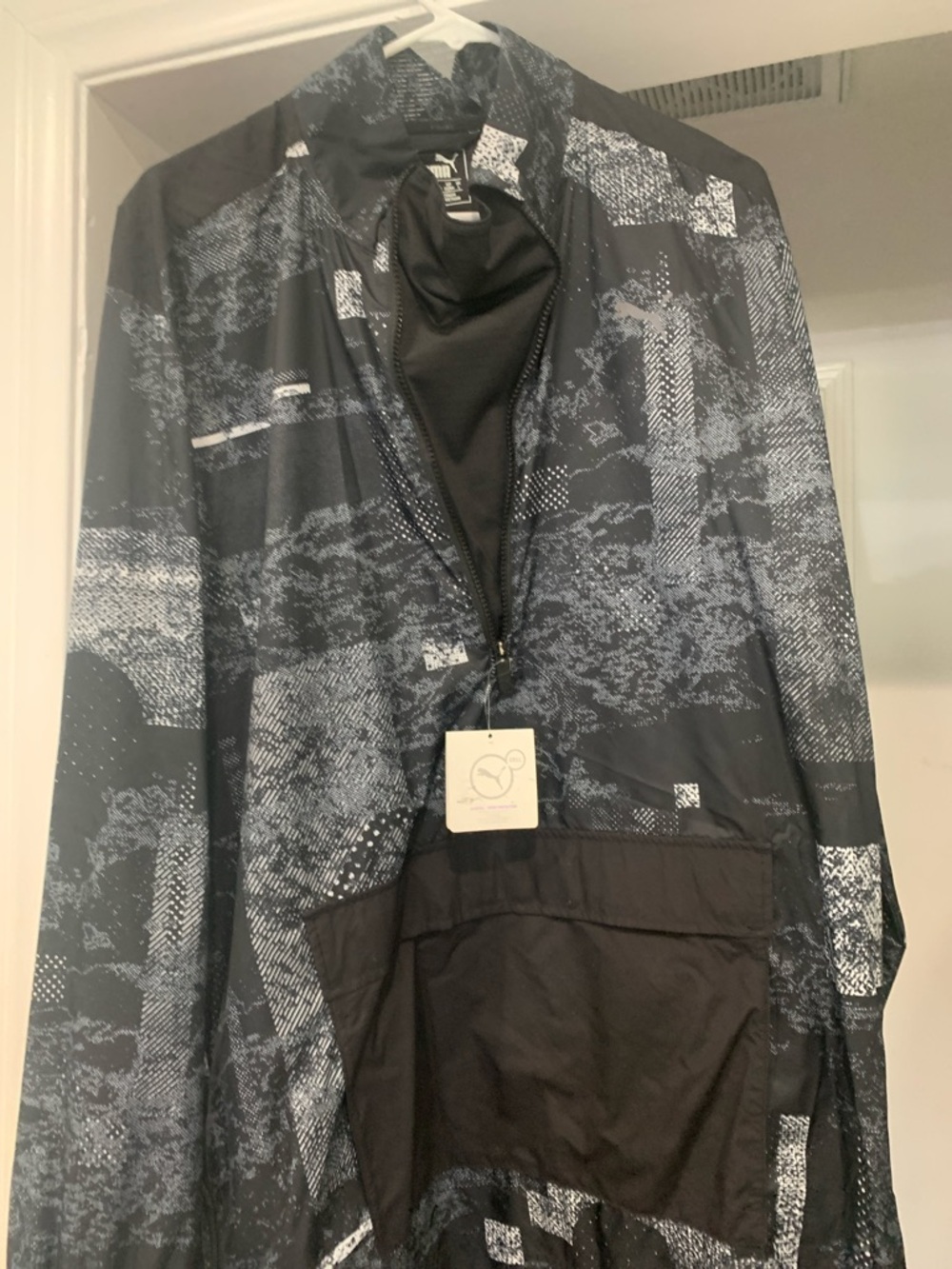 Puma Black & Gray Patterned Bomber Jacket